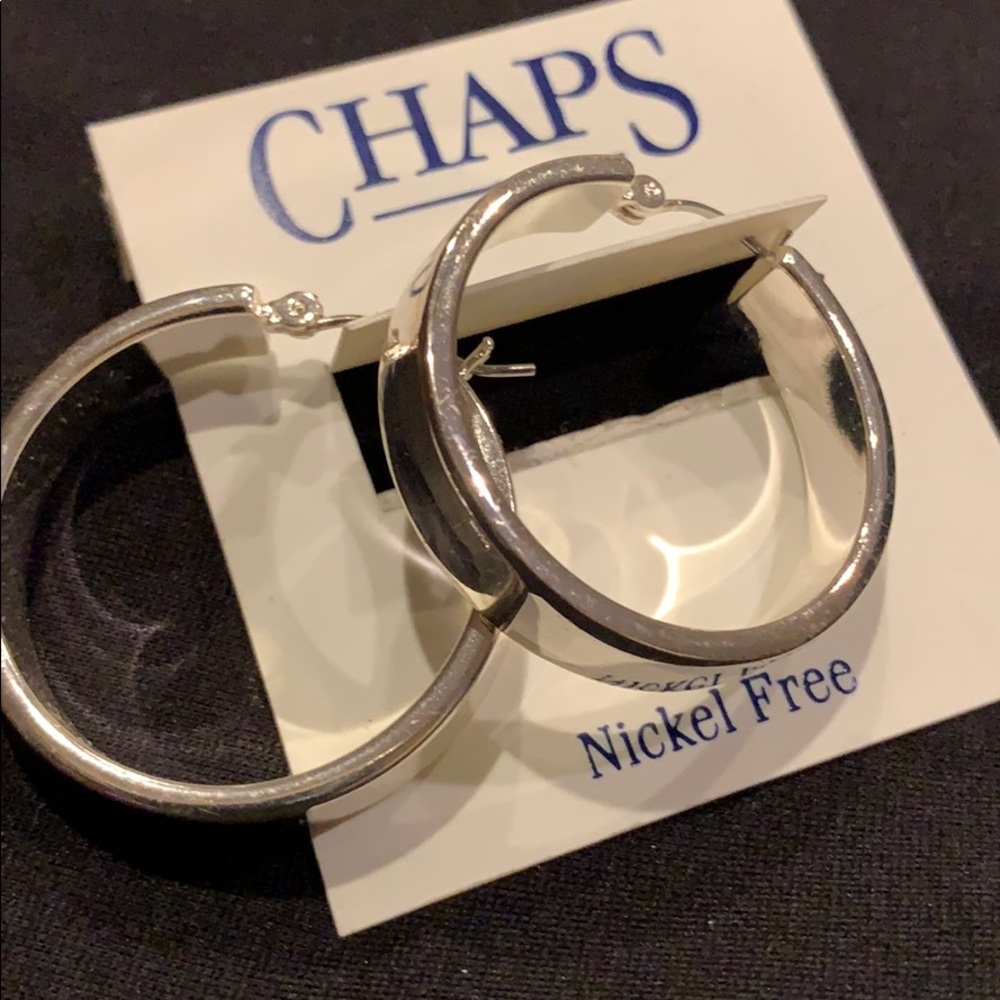 CHAPS Silver hoop pierced ear earrings!!  BNWT.